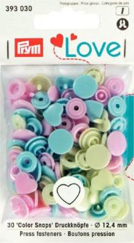 Prym Love Druckknopf Herz Rosa/Hellblau/Creme Ø 12,4 mm 393030